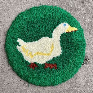 VTG Punch Needle Duck Rug Wall Art or Mat, Handmade Charm 13"